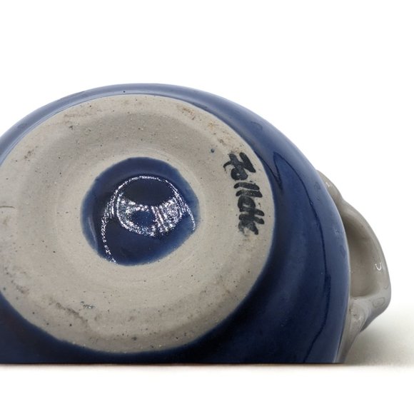 Kent Follette Studio Art Pottery Bowl one handle  Blue Cream Pink Signed - Picture 12 of 12